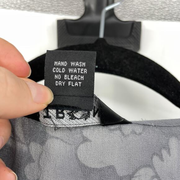 Citron Santa Monica Blouse Womens Medium Green Gray Silk Floral V-Neck Button Up - Picture 5 of 9